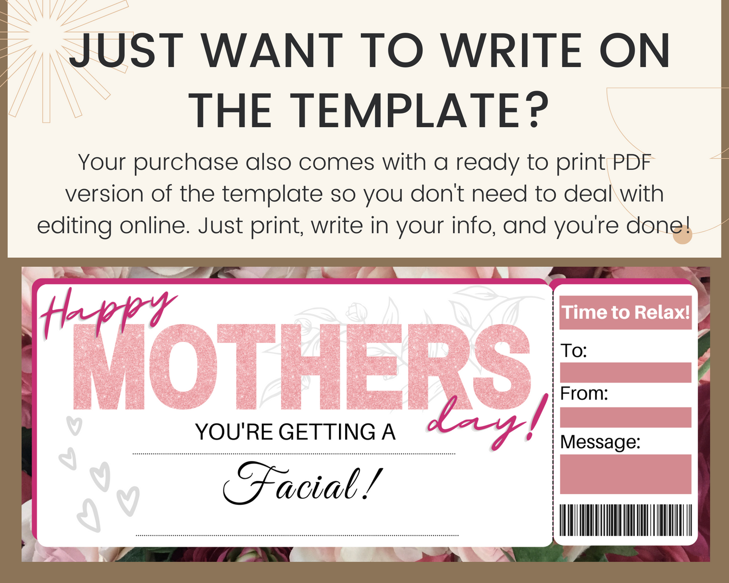 Mother's Day Facial Gift Certificate Template