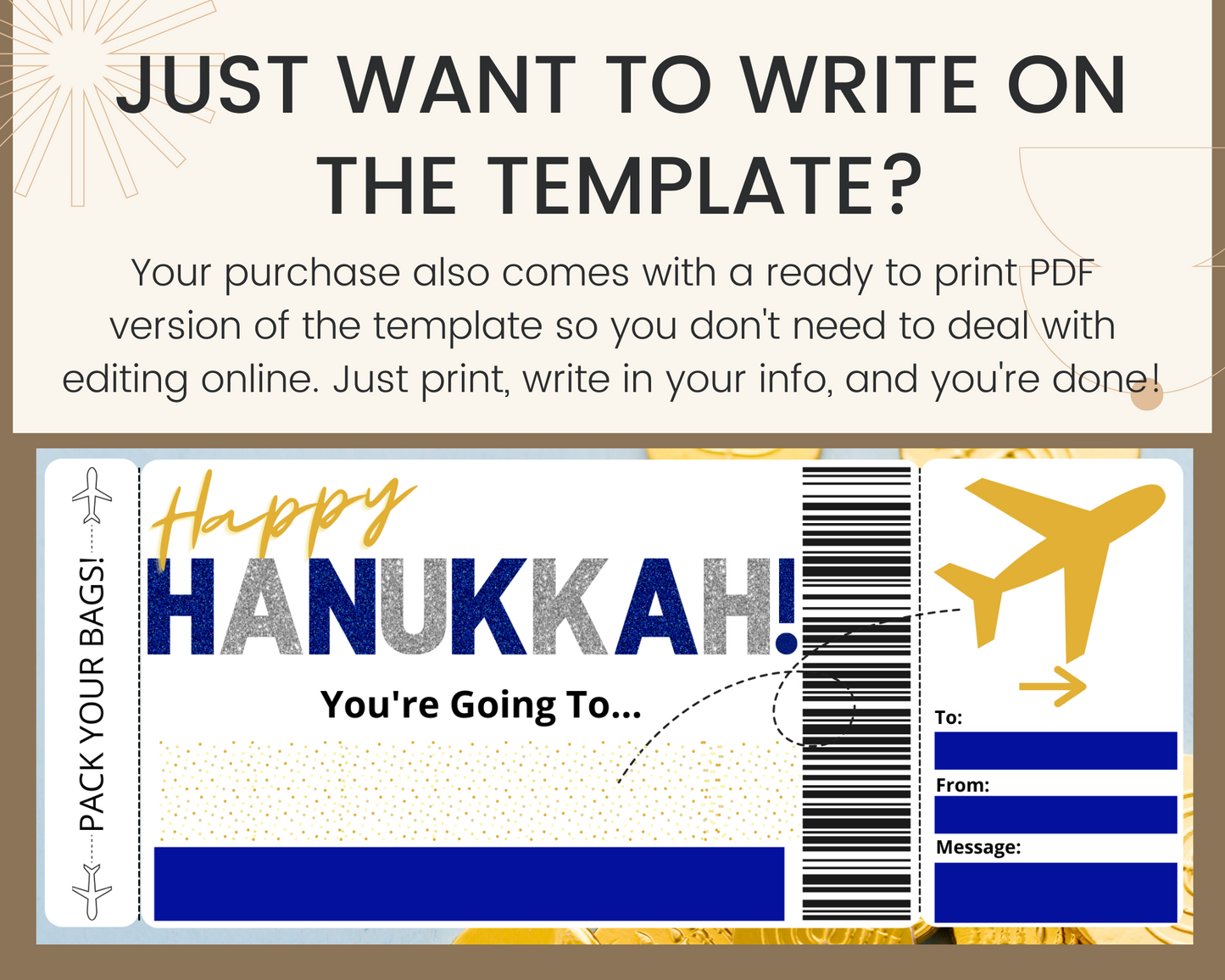 Hanukkah Boarding Pass Template