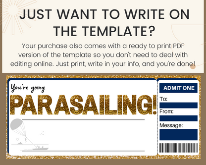 Parasailing Gift Certificate Template