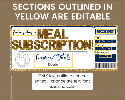 Meal Subscription Gift Certificate Template