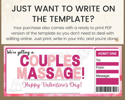 Couples Massage Valentine's Day Gift Ticket