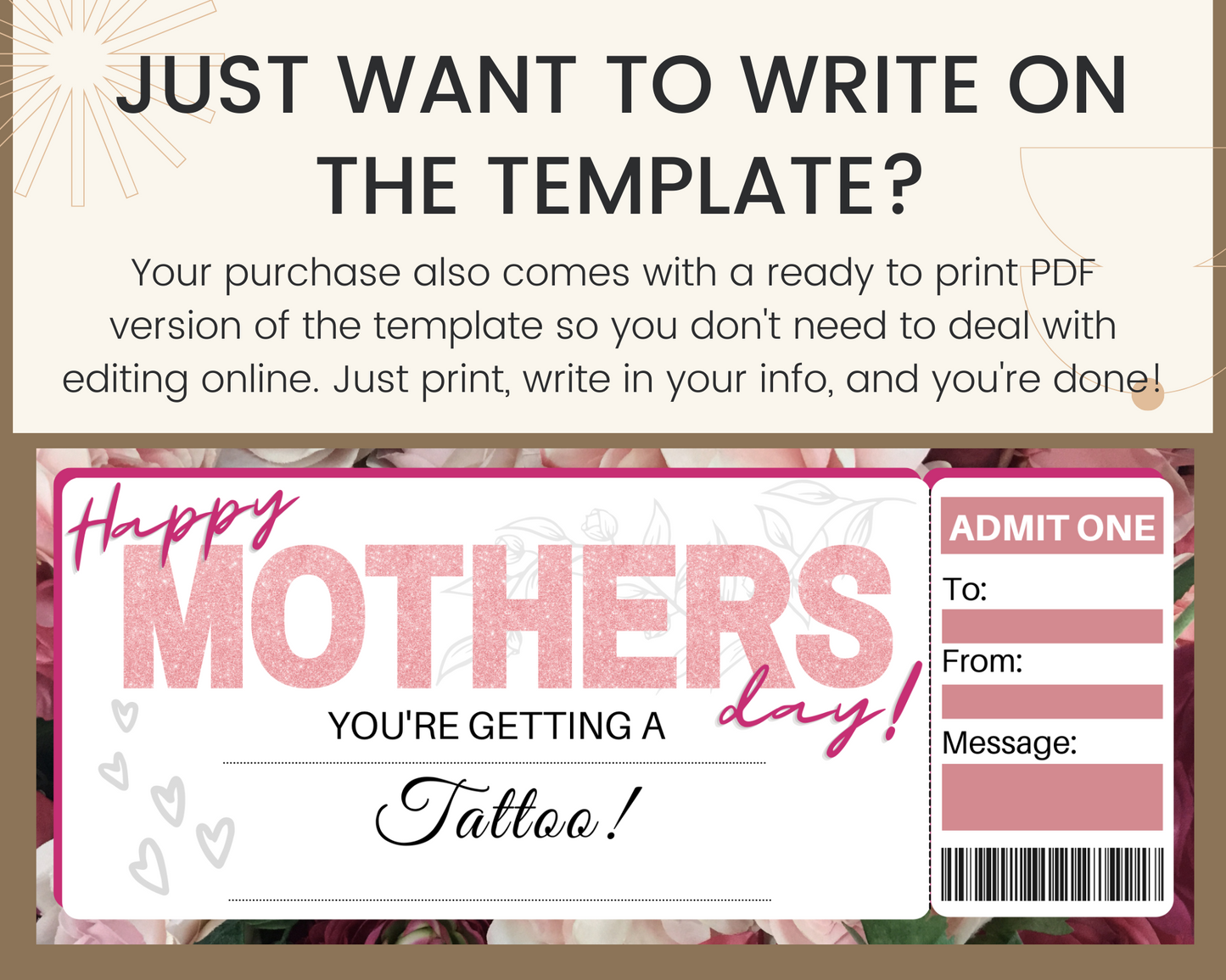 Mother's Day Tattoo Gift Certificate Template