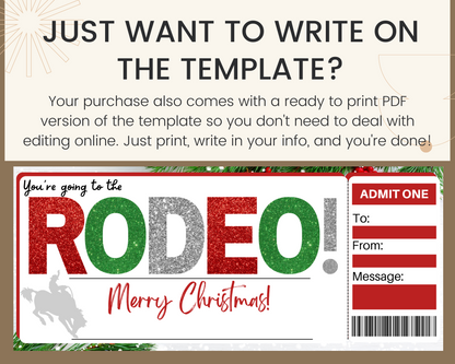 Christmas Rodeo Gift Ticket Template