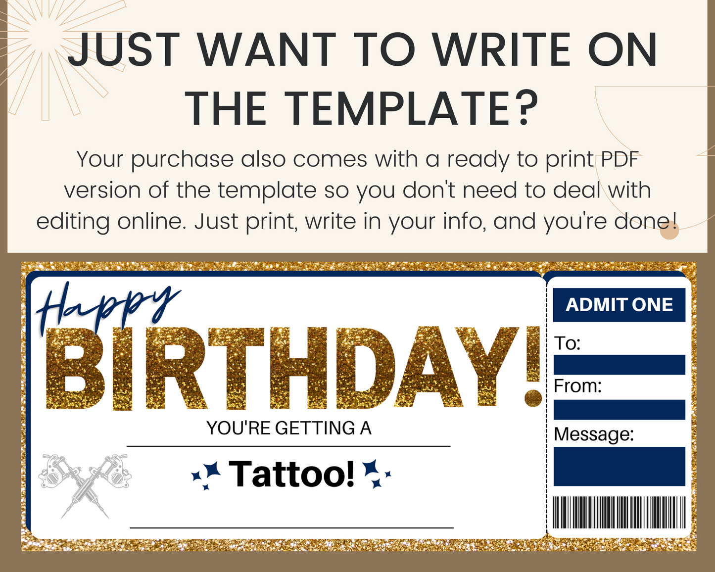 Birthday Tattoo Gift Certificate Template