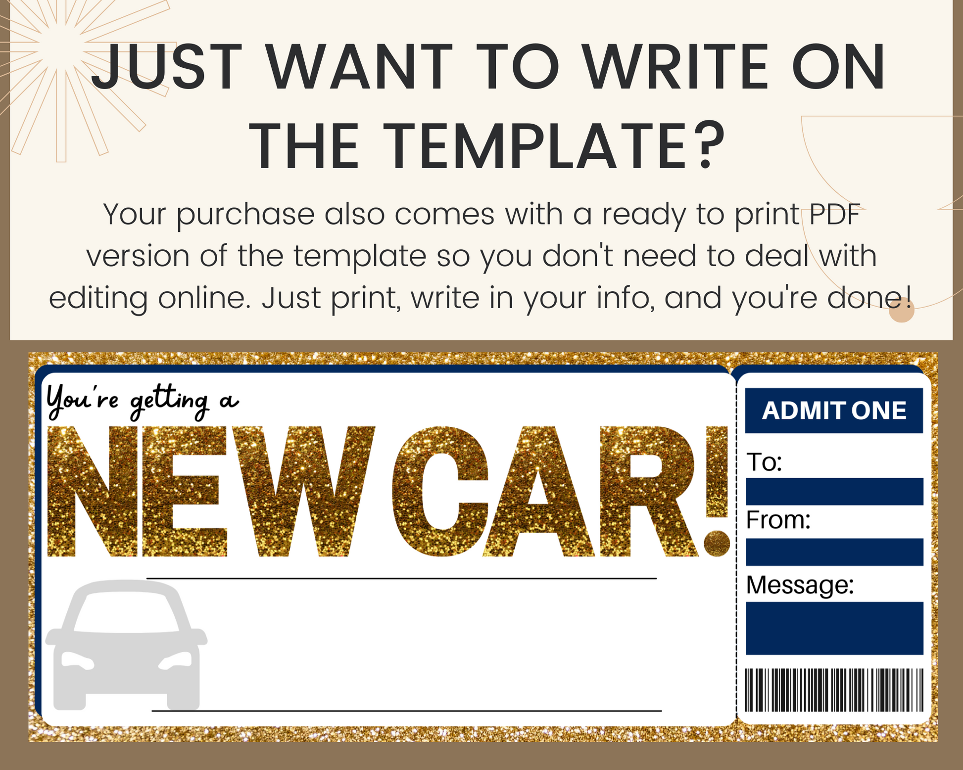 New Car Gift Certificate Template Printed Smile Shop