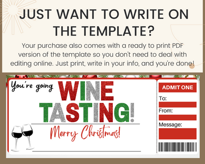Christmas Wine Tasting Gift Ticket Template