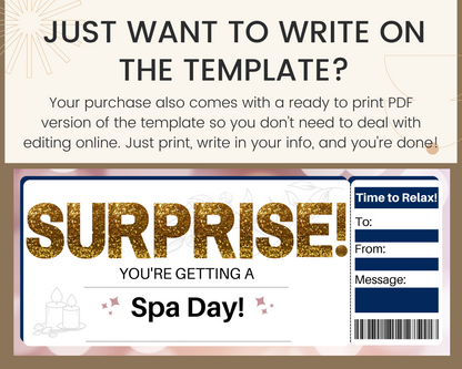 Surprise Spa Day Gift Certificate Template