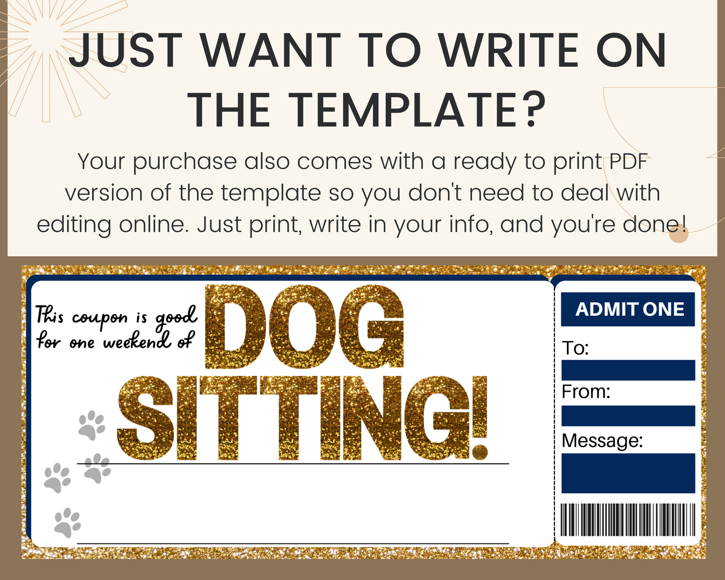 Dog Sitting Gift Certificate Template