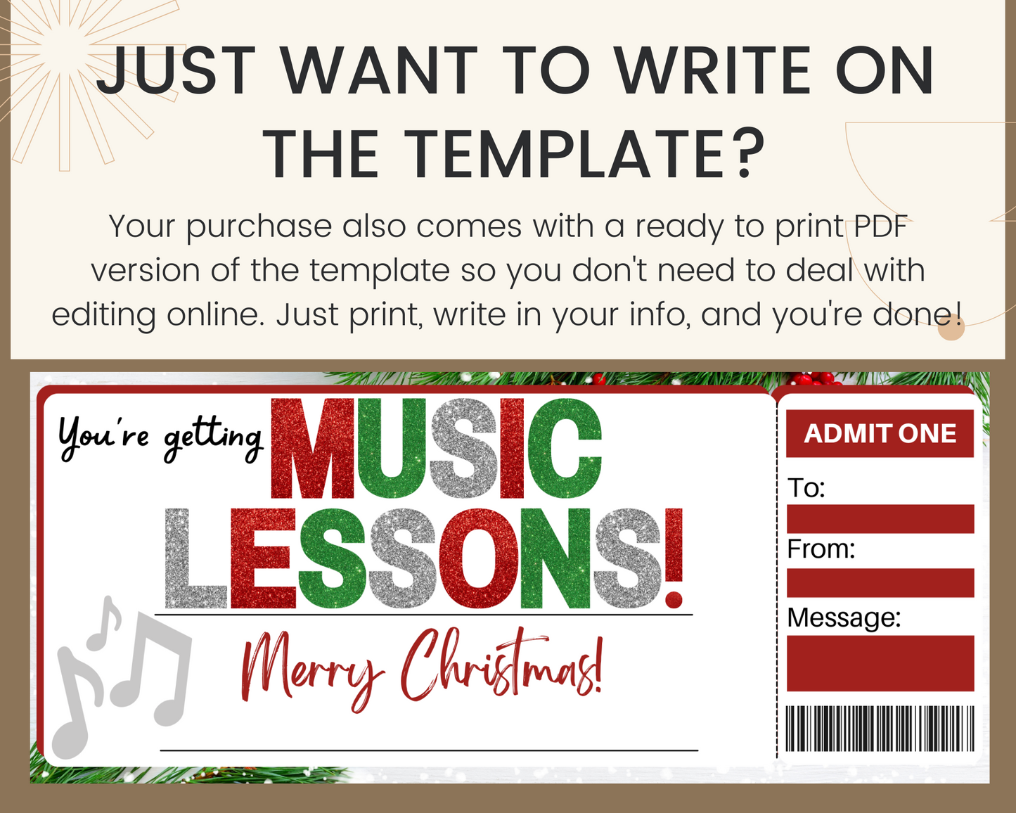 Christmas Music Lessons Gift Certificate