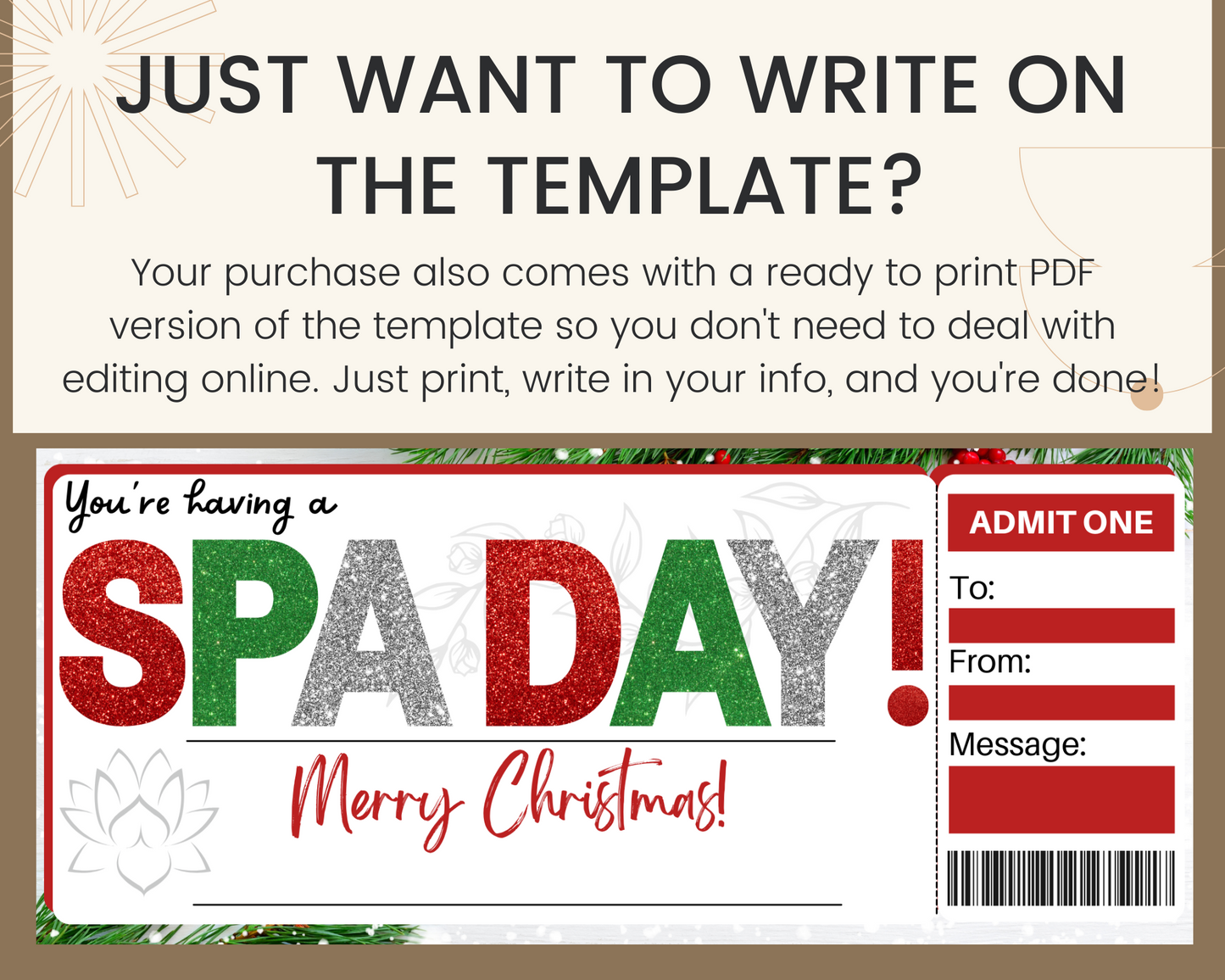 Christmas Spa Day Gift Ticket