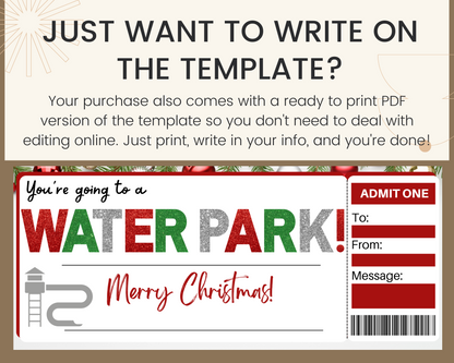 Christmas Water Park Gift Certificate Template