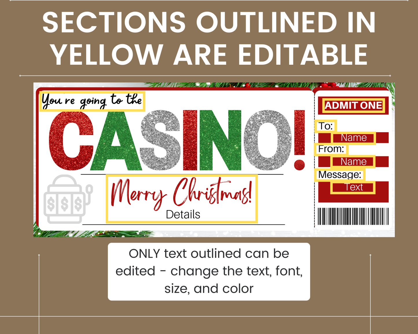 Christmas Casino Gift Certificate Template