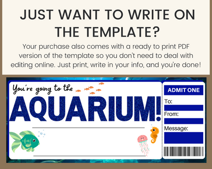 Aquarium Gift Ticket Template
