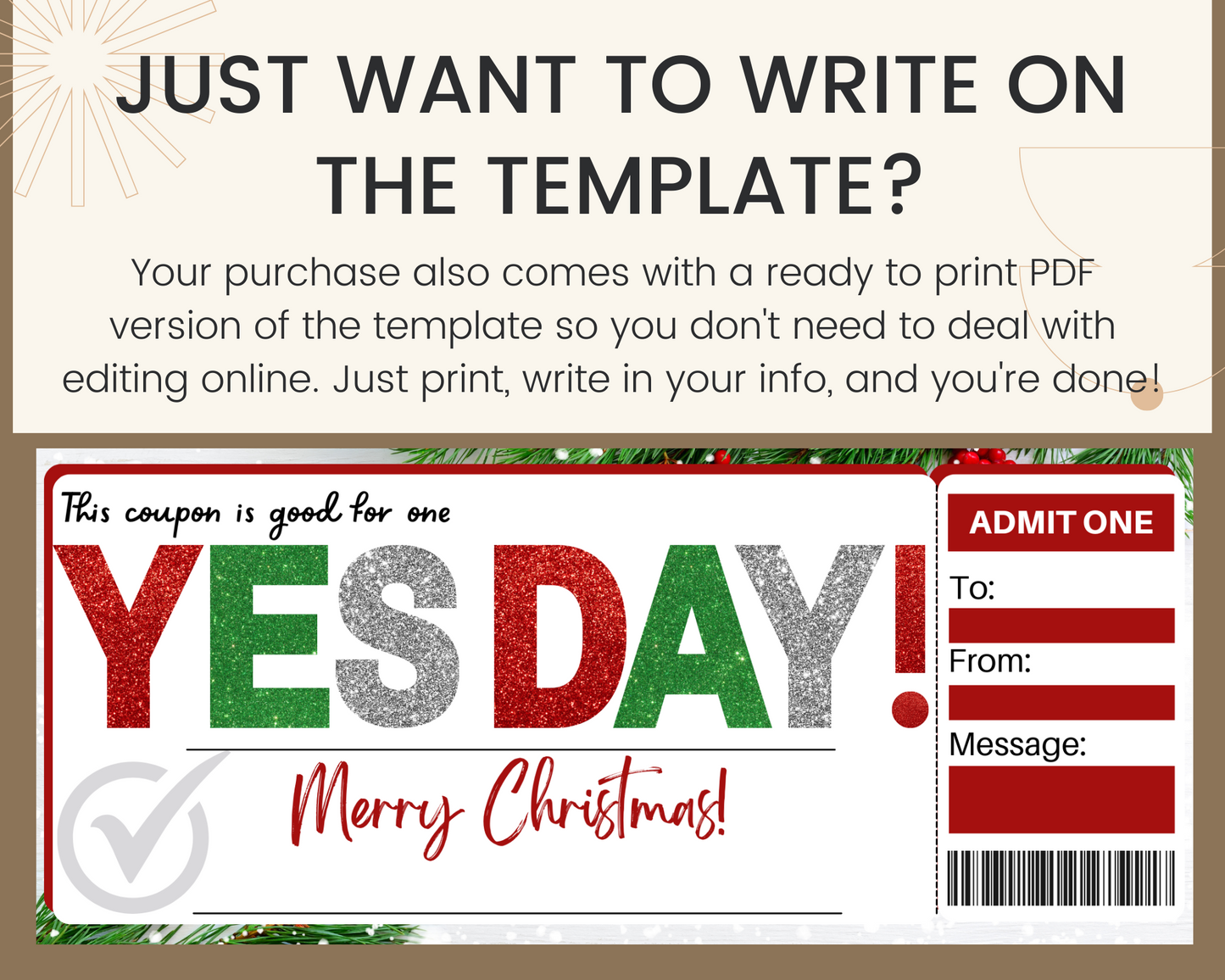Christmas Yes Day Coupon Template