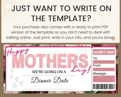 Mother's Day Dinner Date Gift Certificate