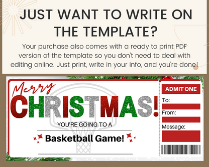 Christmas Basketball Game Gift Certificate