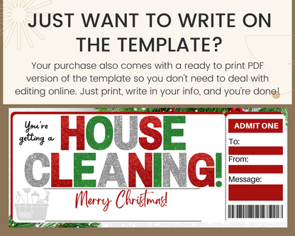 Christmas House Cleaning Gift Certificate Template