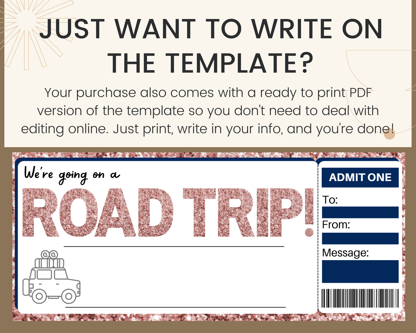 Road Trip Boarding Pass Template