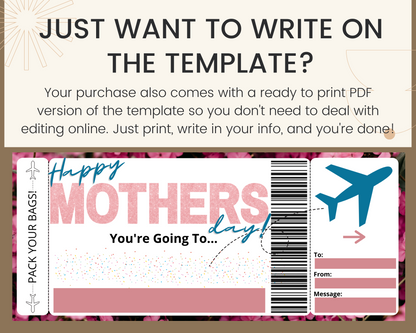 Mother's Day Boarding Pass Template