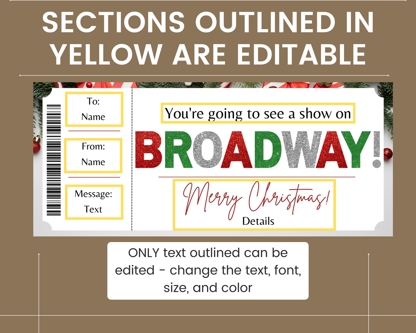 Christmas Broadway Show Ticket Template