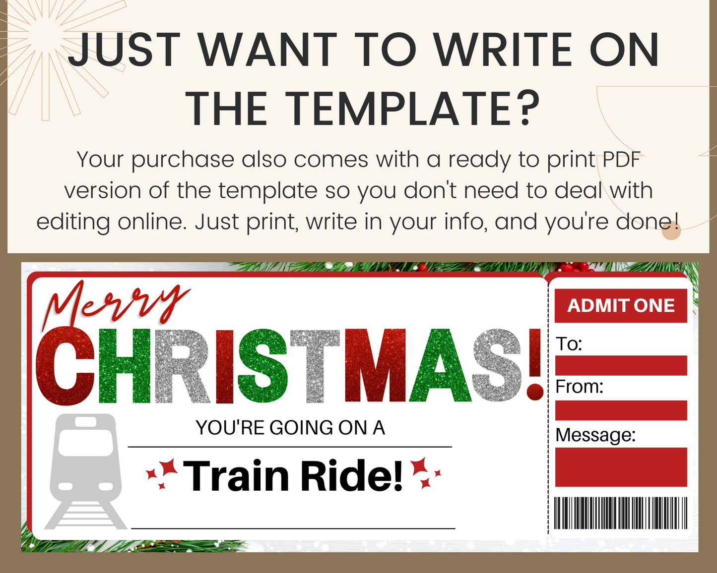 Christmas Train Boarding Pass Ticket Template