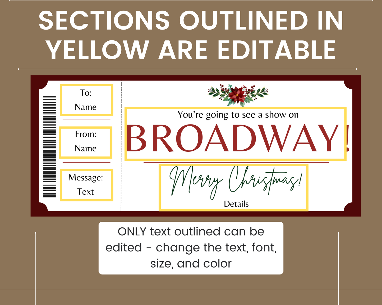 Christmas Broadway Show Gift Certificate Template