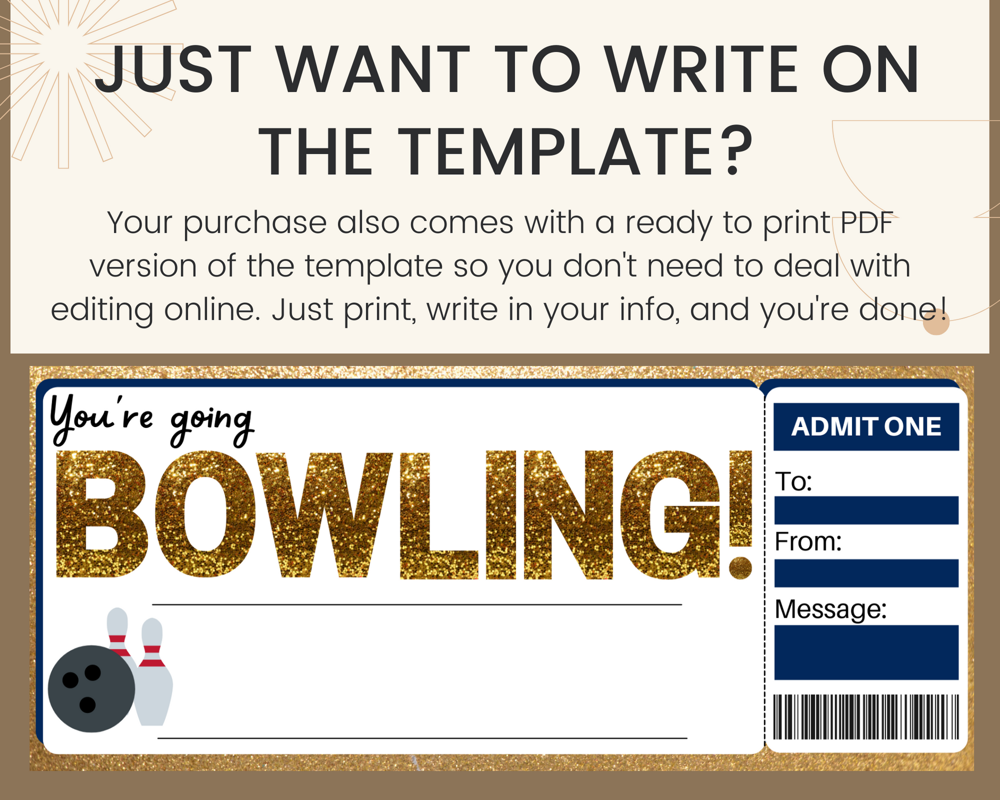 Bowling Gift Certificate Template Printed Smile Shop