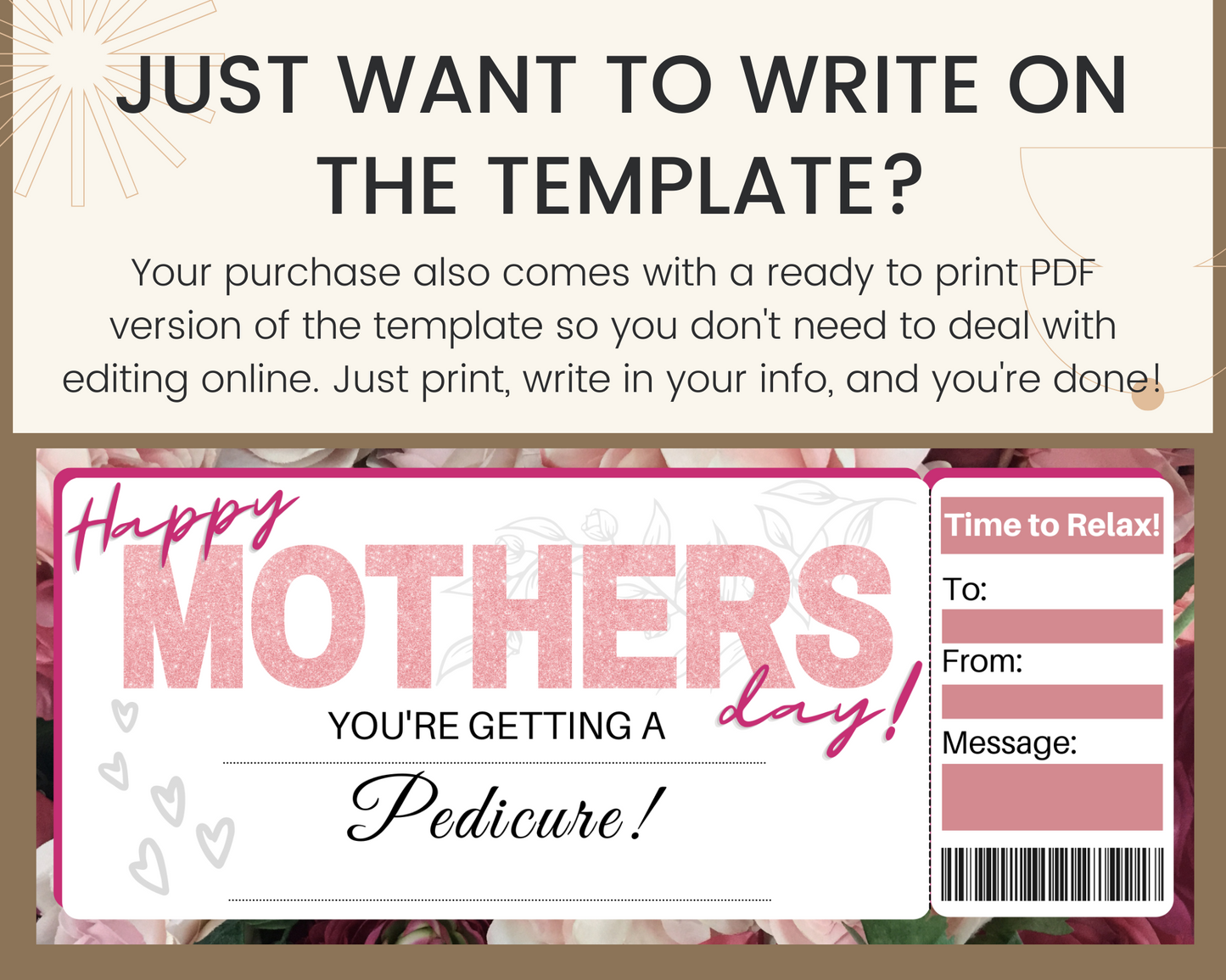 Mother's Day Pedicure Gift Certificate Template
