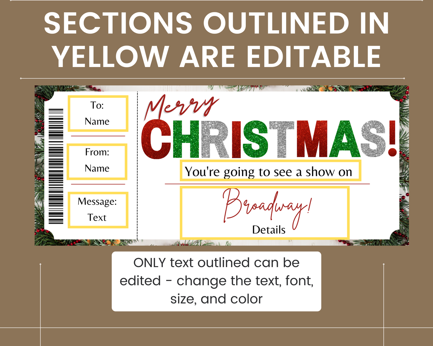Christmas Broadway Show Gift Certificate Template