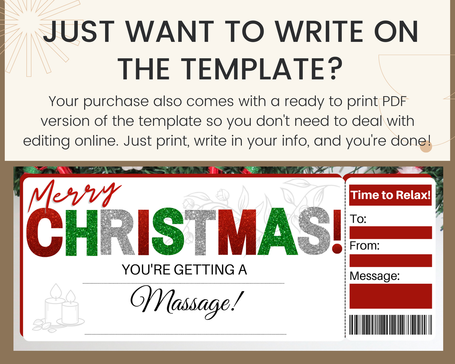 Christmas Massage Gift Ticket Template