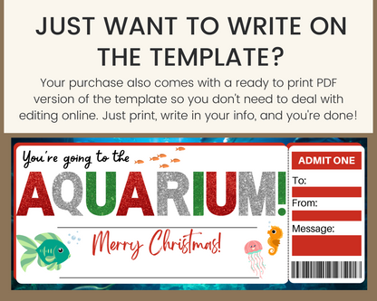 Christmas Aquarium Gift Ticket Template