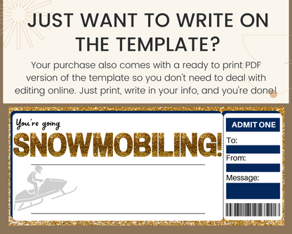 Snowmobiling Gift Ticket Template