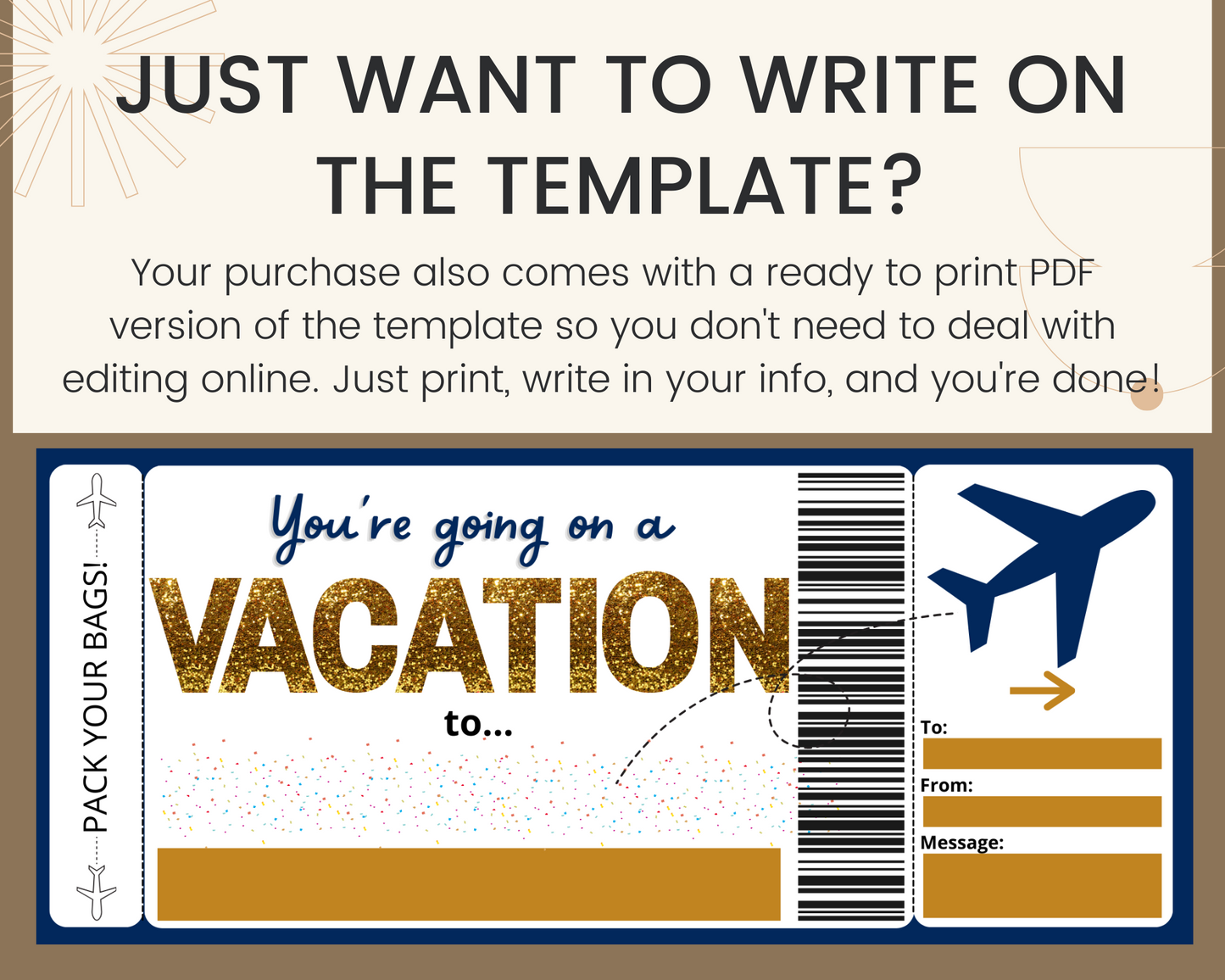 Surprise Vacation Boarding Pass Template