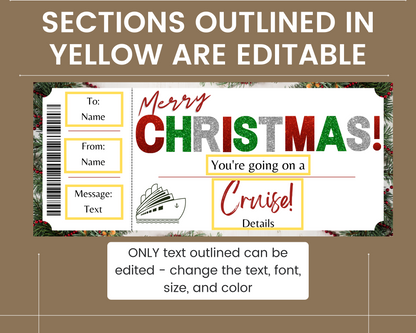 Christmas Cruise Boarding Ticket Template