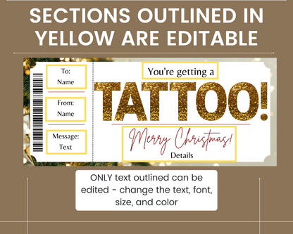Christmas Tattoo Gift Ticket Template