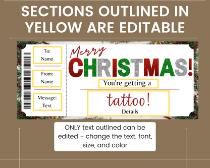 Merry Christmas Tattoo Gift Card Template