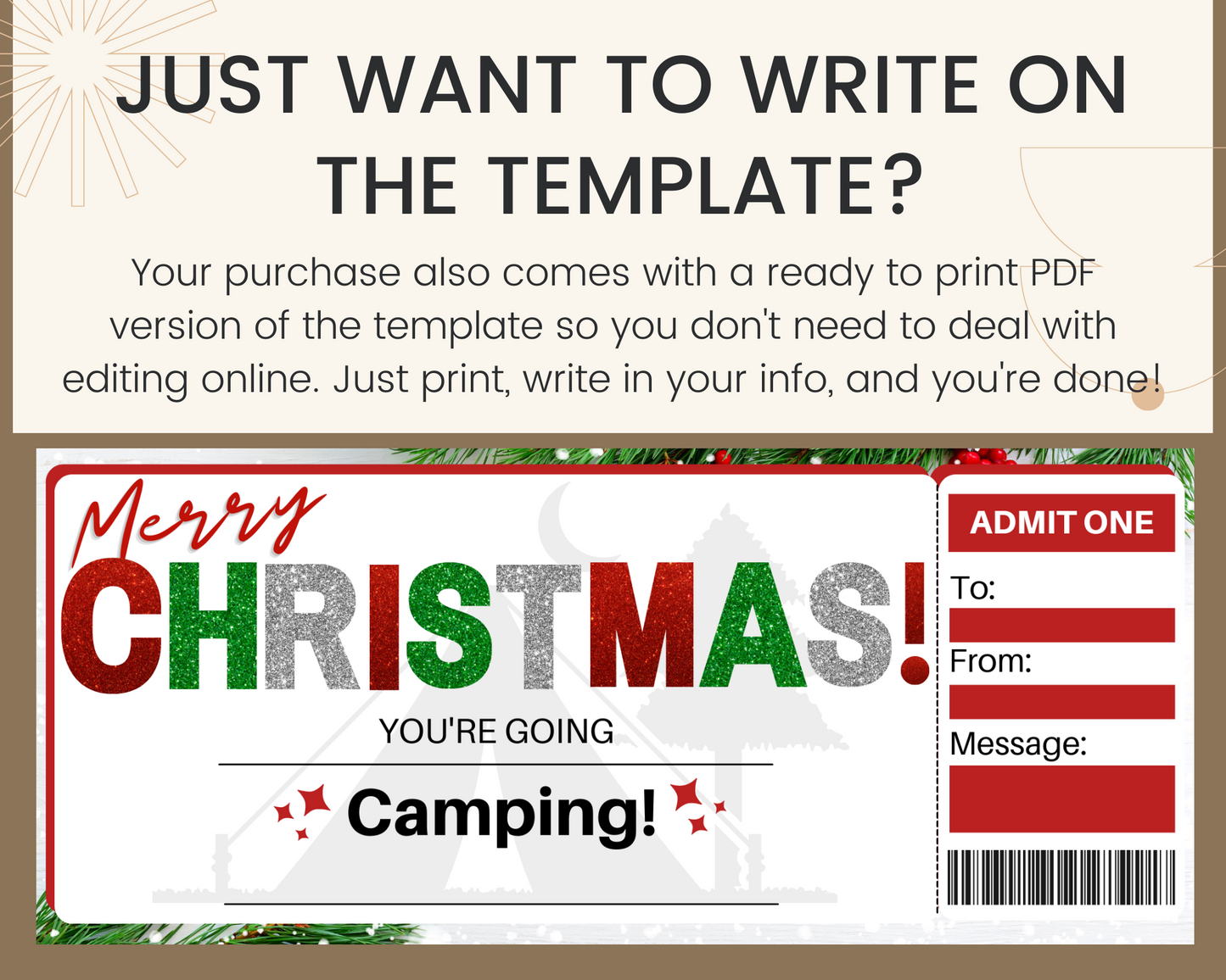 Christmas Camping Gift Certificate