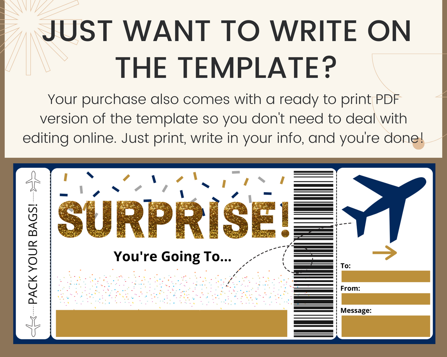 Surprise Boarding Pass Gift Ticket Template