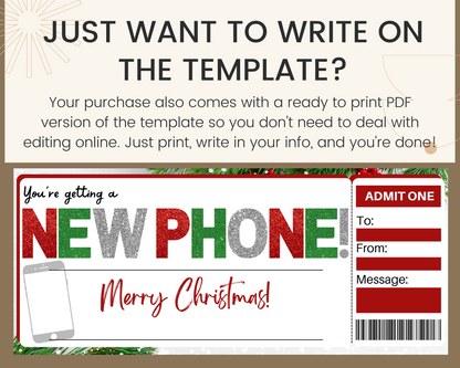 Christmas New Phone Gift Ticket Template