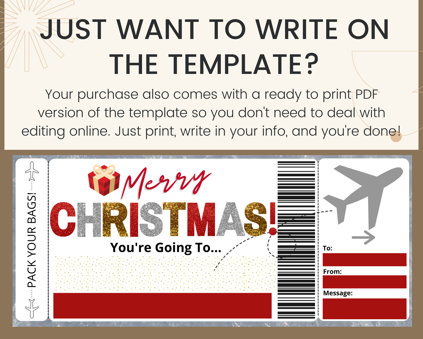 Christmas Boarding Ticket Template