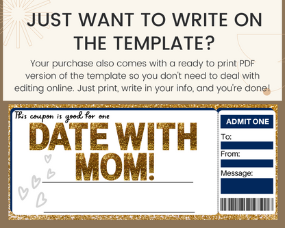 Date with Mom Gift Ticket Template