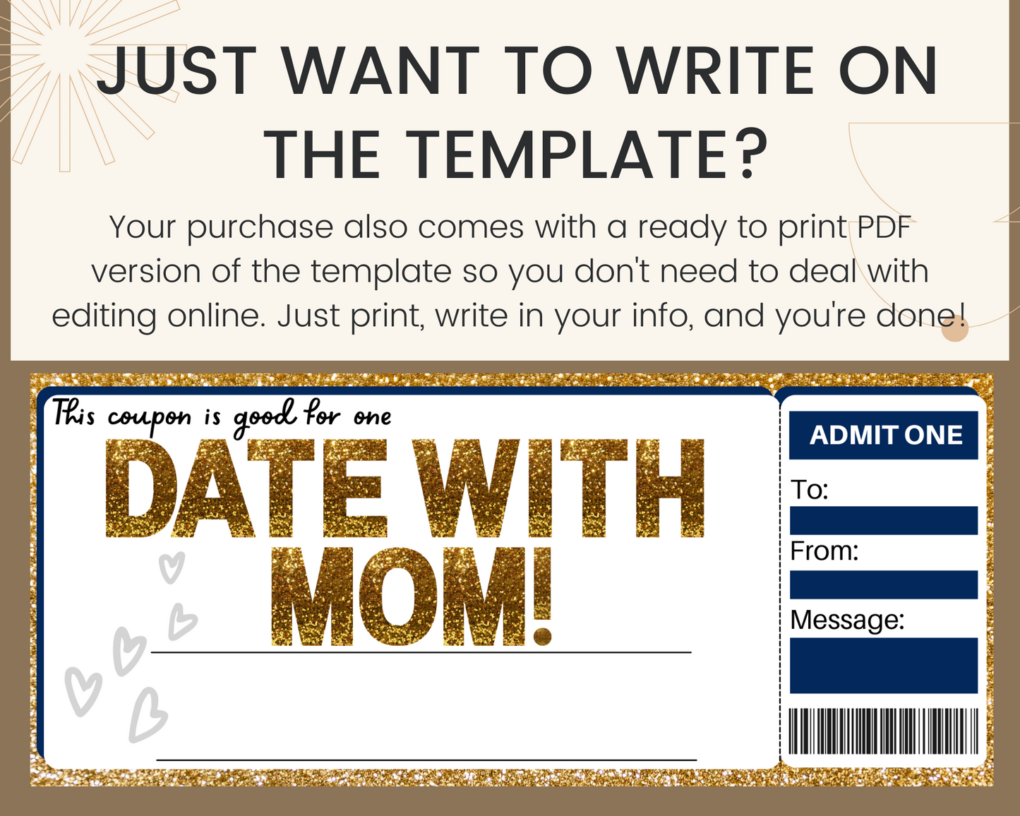 Date with Mom Gift Ticket Template