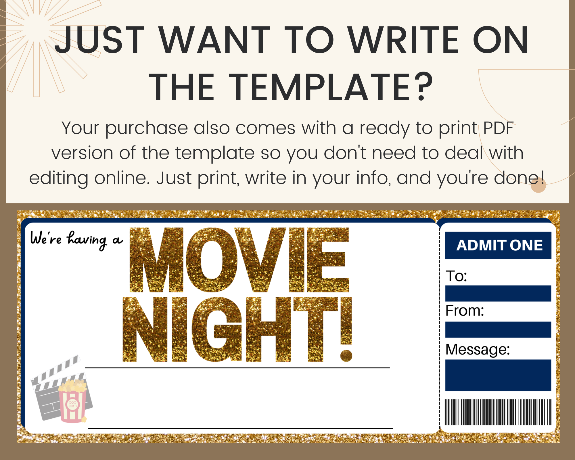 Easter Movie Ticket Invitation Editable Template, Movie Night For Fami –  Puff Paper Co
