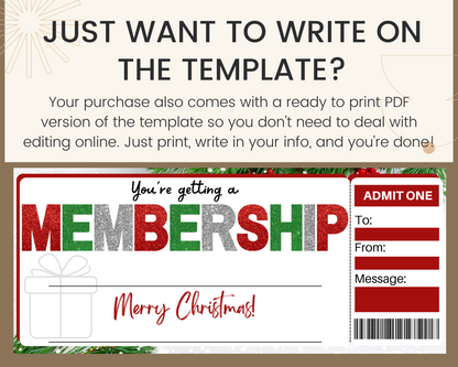 Christmas Membership Gift Template
