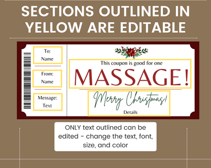 Christmas Massage Gift Card Template