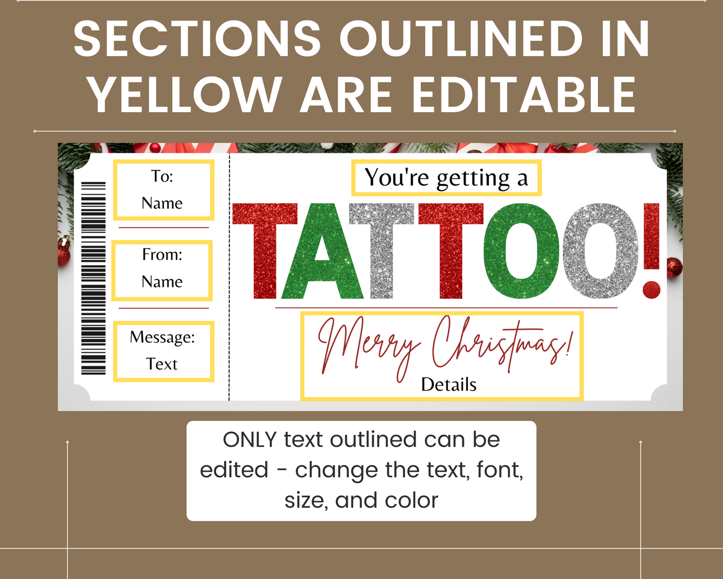 Christmas Tattoo Gift Certificate Template