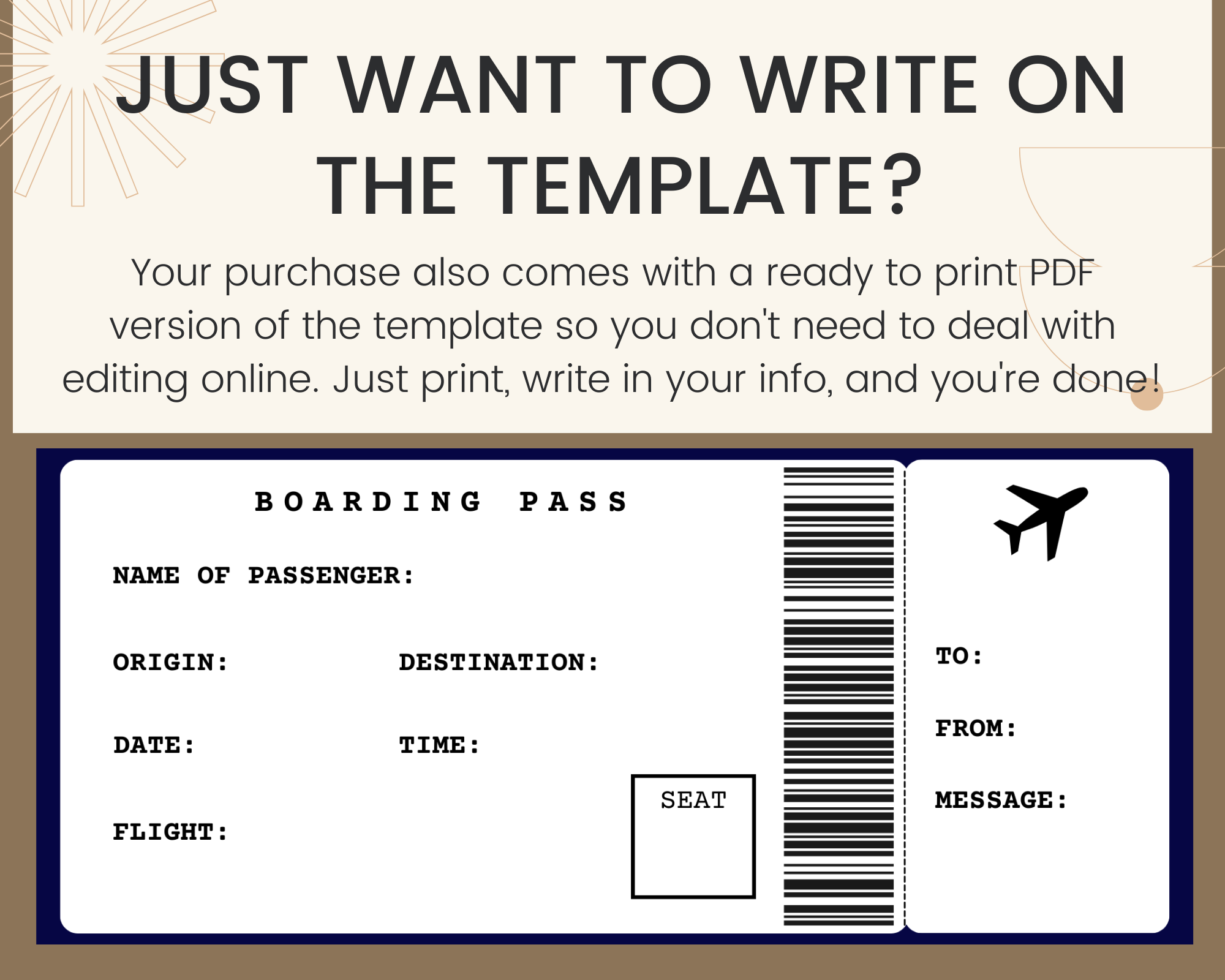 Printable Boarding Pass Template – Printed Smile Shop