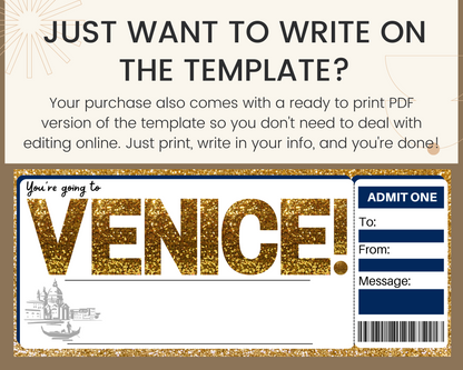 Venice Boarding Pass Ticket Template