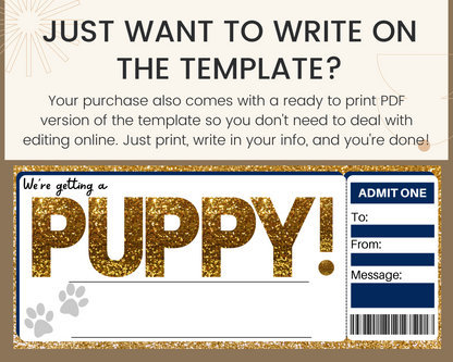New Puppy Gift Certificate Template