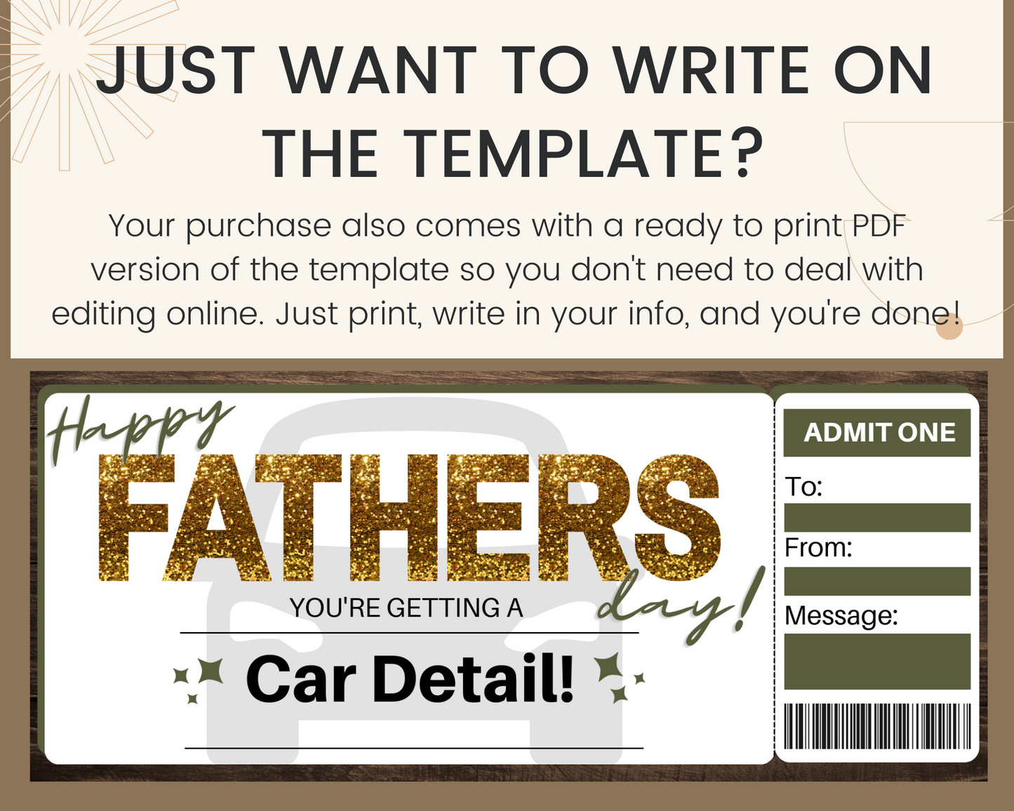 Father's Day Car Detail Gift Certificate Template